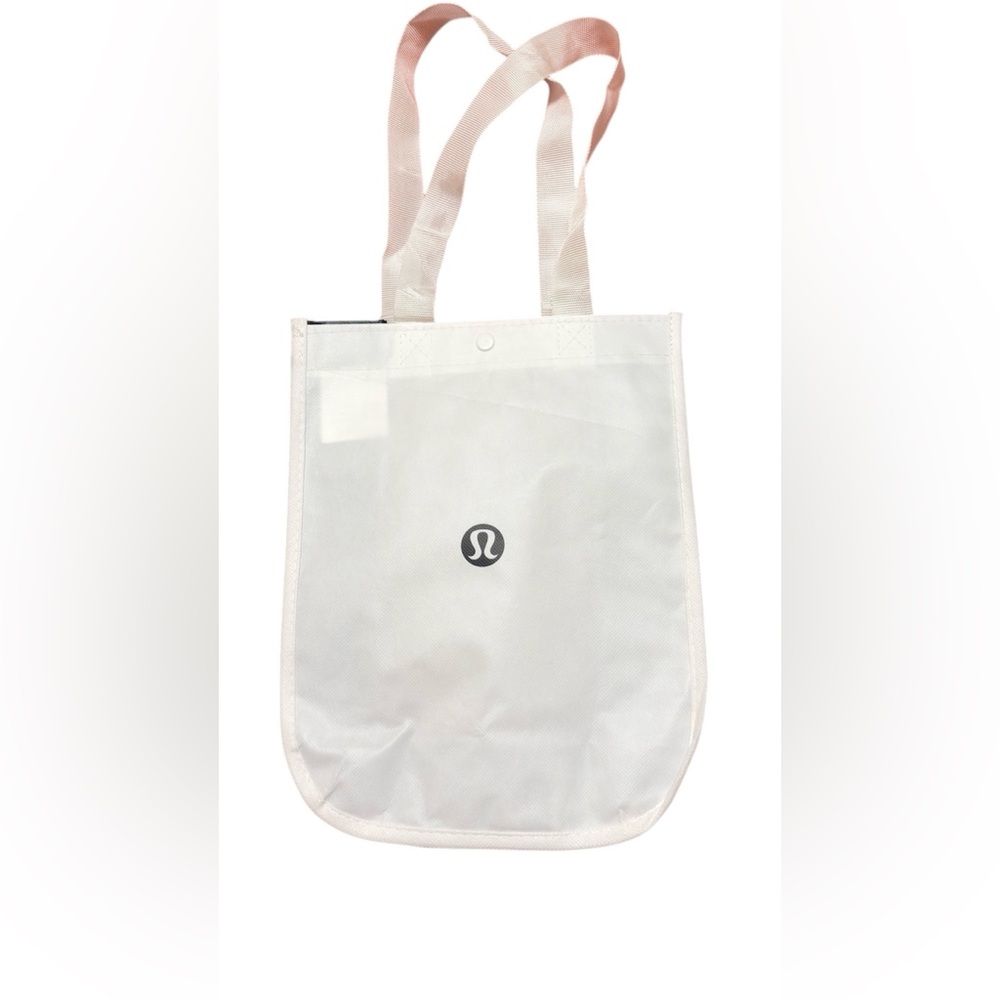 Lululemon White Reusable Tote Bag Snap Closure Logo Shopper Carryall